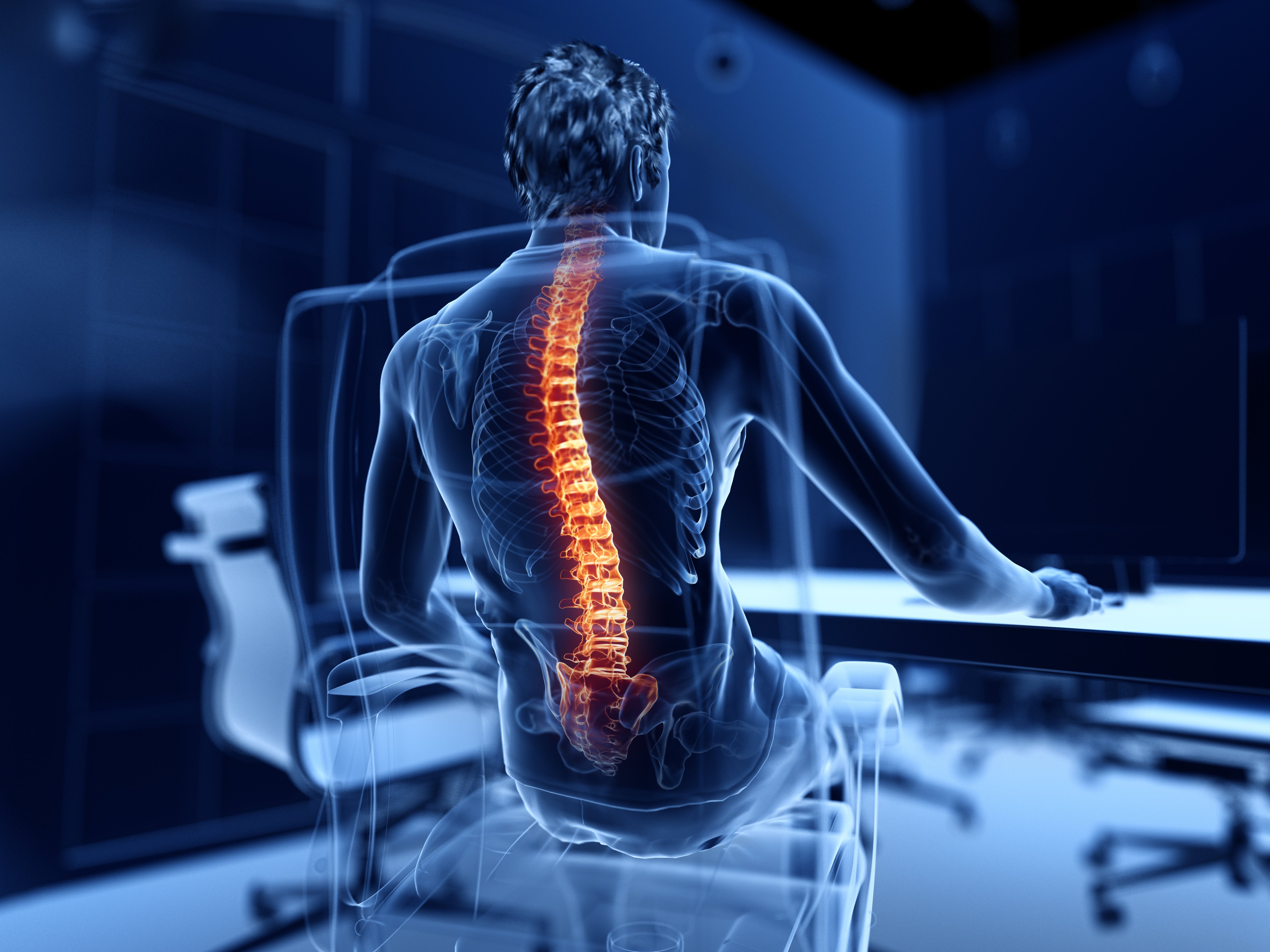 Ergonomics bad posture back spine highlight
