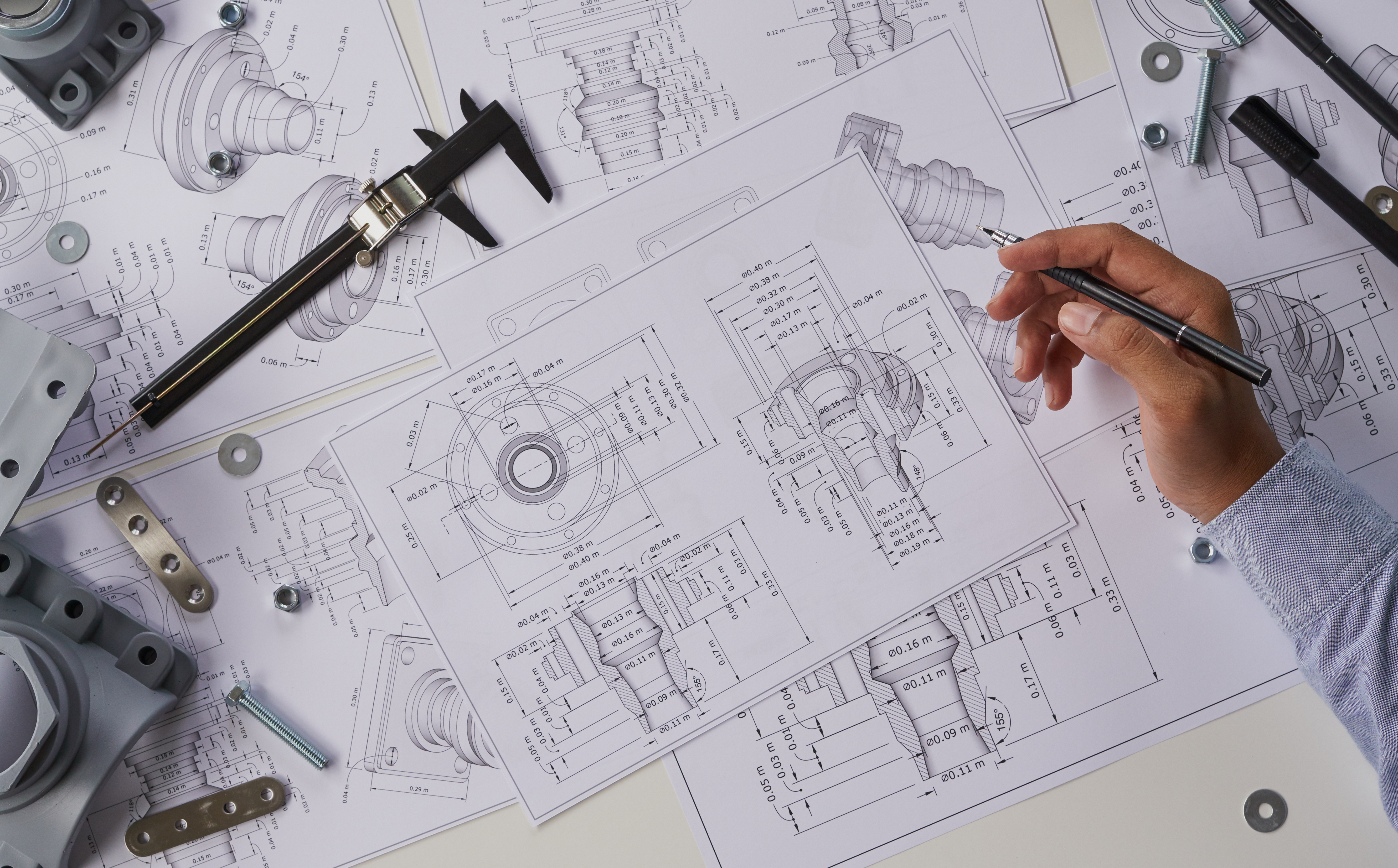 CAD plans hands drawing